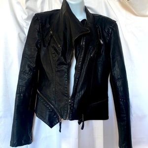 Brand new blank nyc black cropped  vegan leather multi zipper jacket